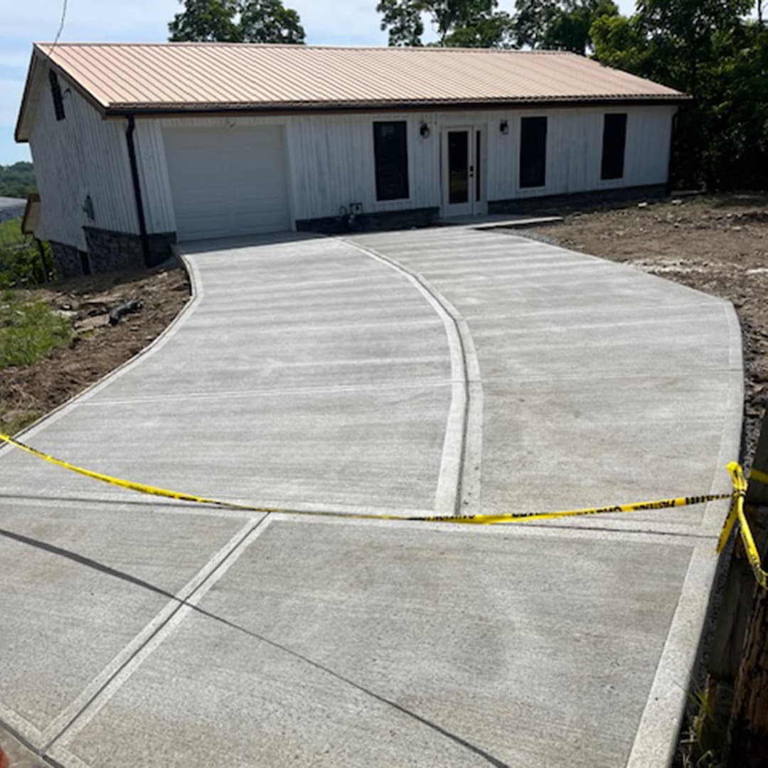 Newly constructed two tier concrete steps