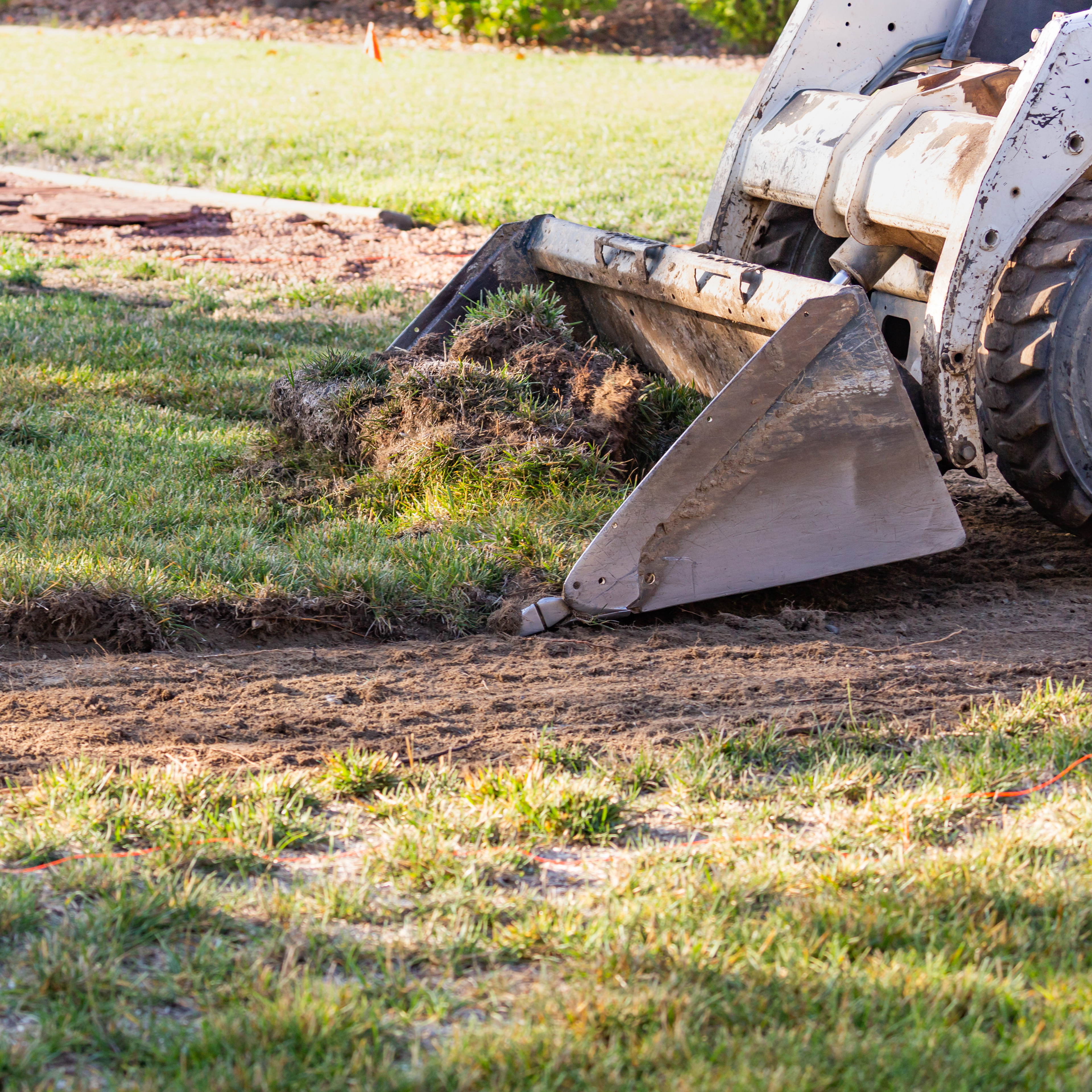 yard grading with heavy equipment