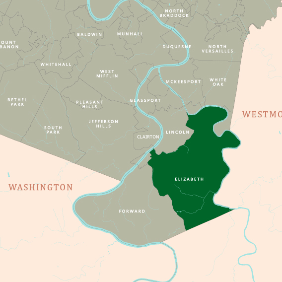 Service area map for elizabeth pa for Angelo Mancuso LLC.