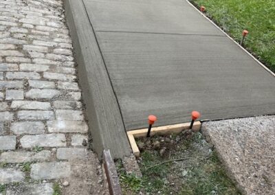 Concrete pathway with part of the concrete form visible